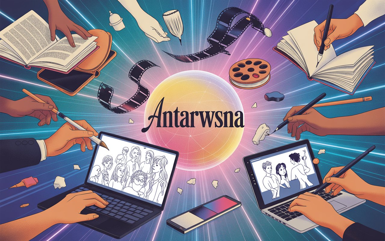 Users engaging with stories on Antarvwsna, commenting, liking, and collaborating in a digital storytelling environment